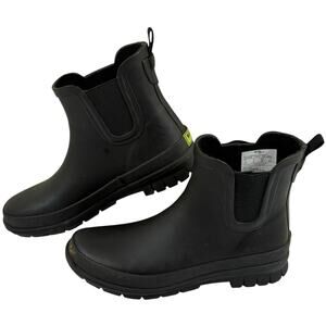 Western Chief 6" Chelsea Rain Boots, Womens 6, Black, Rubber,Waterproof, Slip On